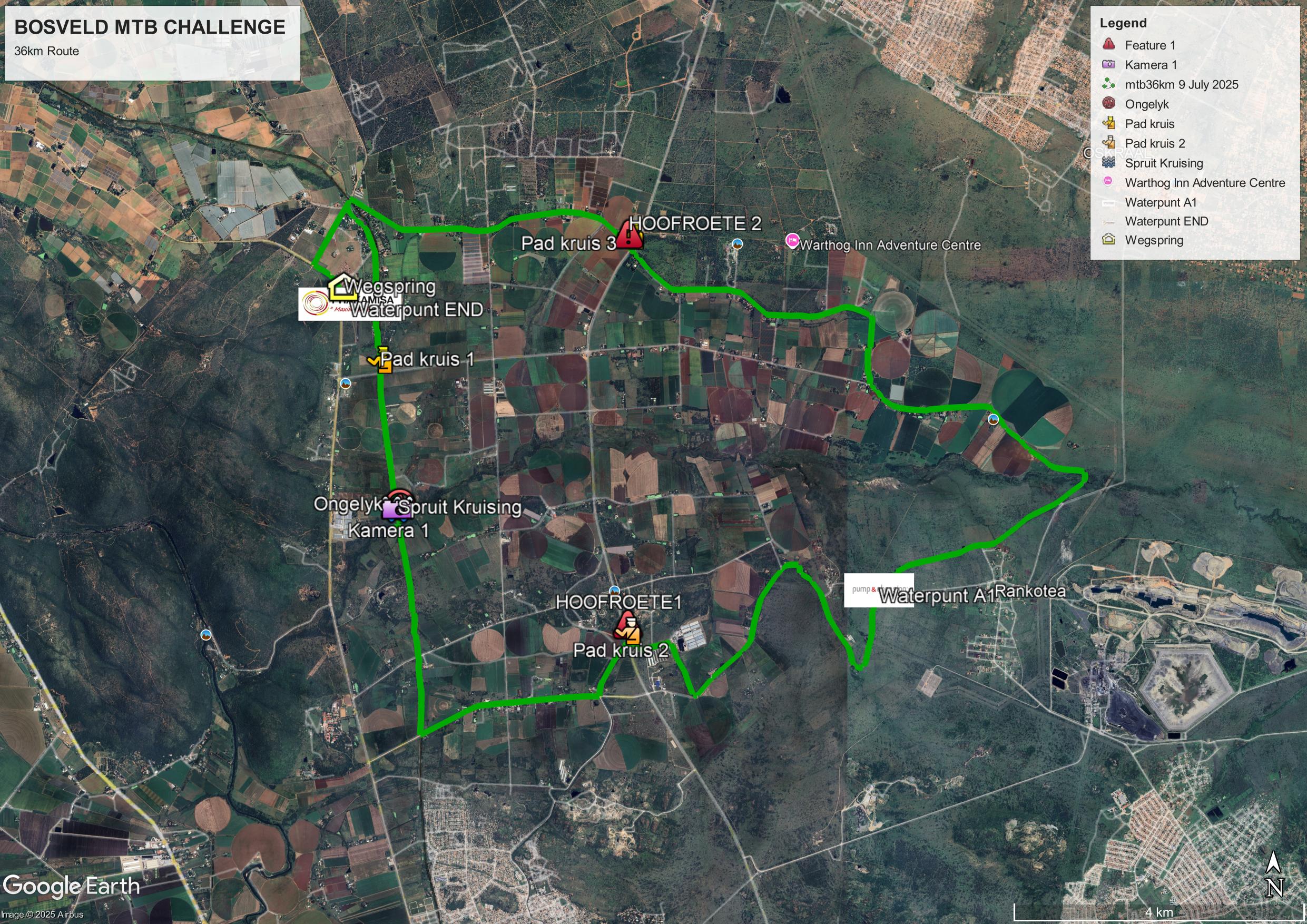 36km Layout plan with waterpoints.